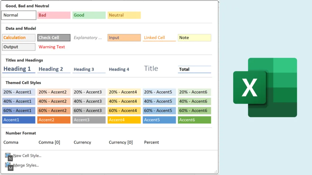 in-built cell styles in-built cell styles