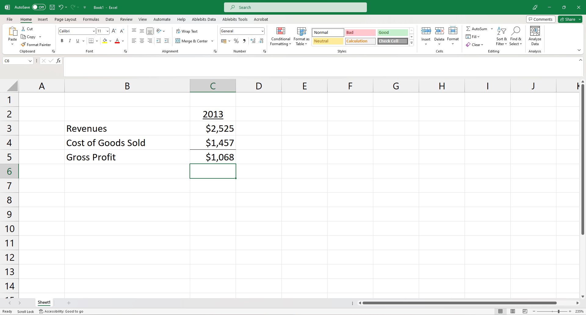 Press Enter to confirm the Excel formula