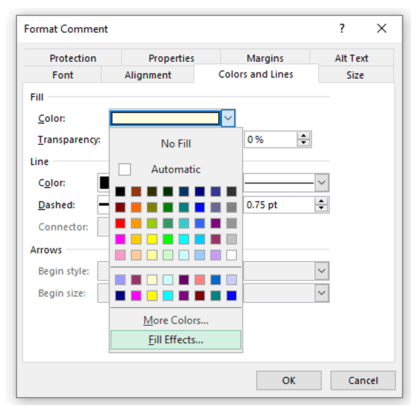 Format Comment Fill