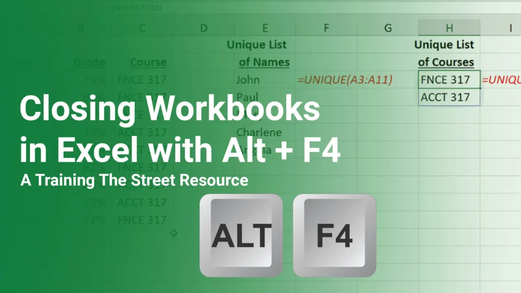 Closing Workbooks in Excel with Alt + F4