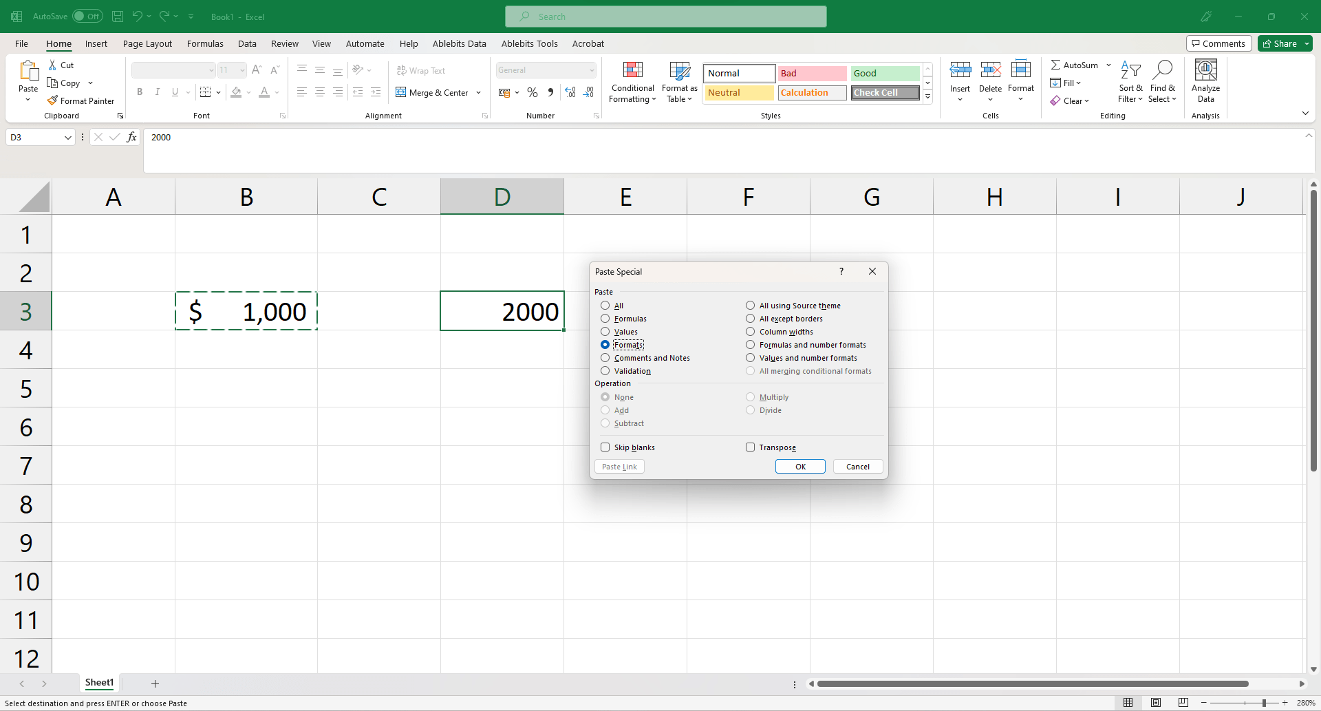 Excel Special Paste