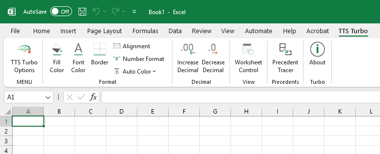 Excel - TTS Turbo Macros Add-in