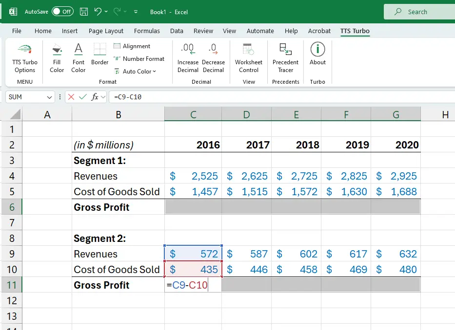 Create the formula in the active cell